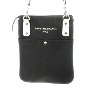 CASTELBAJAC ショルダーバッグ クロスボディ キャンバス ロゴ刺繍 プリント 黒 ブラック /CK13 GY18