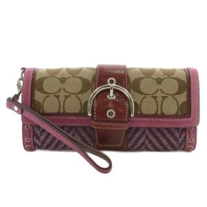 クラッチバッグ セカンドバッグ キャンバス スエード シグネチャー 総柄 紫 パープル 茶色 ブラウン