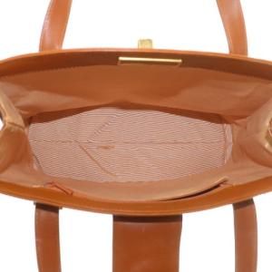 VALENTINO GARAVANI トートバッグ ハンドバッグ レザー ターンロック ロゴ ゴールド金具 茶色 ブラウン /XZ GY18