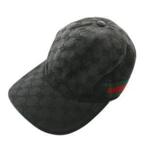 帽子 キャップ GGキャンバス シェリーライン 総柄 M 58 黒 ブラック /XZ OH GY42