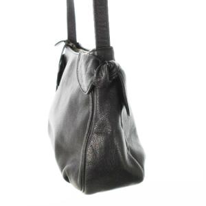 IBIZA ショルダーバッグ クロスボディ レザー 革 ロゴチャーム リボン 黒 ブラック /CK12 GY18