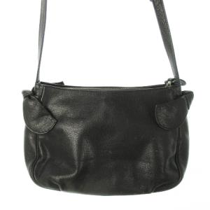 IBIZA ショルダーバッグ クロスボディ レザー 革 ロゴチャーム リボン 黒 ブラック /CK12 GY18