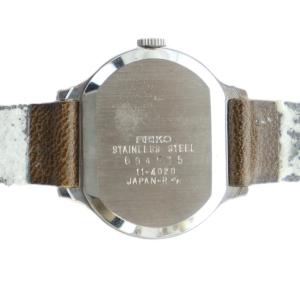 SEIKO 11-4020 腕時計 ウォッチ 手巻き ロゴ レザーベルト スクエア ローマン シルバー色 GY18