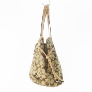 COACH トートバッグ キャンバス レザー 革 シグネチャー 切替 パイソン ロゴ 茶 ブラウン F27363 /CK5