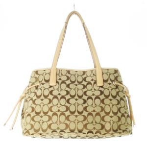 COACH トートバッグ キャンバス レザー 革 シグネチャー 切替 パイソン ロゴ 茶 ブラウン F27363 /CK5