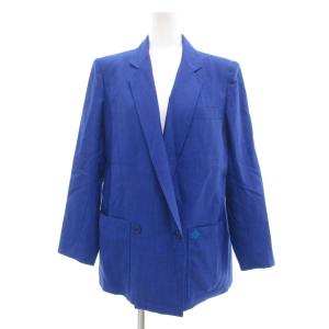 Christian Dior スポーツ sports ヴィンテージ セットアップ ダブルジャケット スカート リネン混 M 青 ブルー