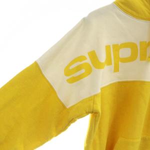 Supreme パーカー プルオーバー 裏起毛 M ホワイト イエロー