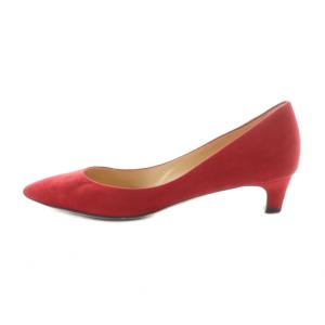 PELLICO パンプス ポインテッドトゥ ロゴ スエード 38 23.5cm 赤 レッド GY17 /MQ