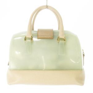 FURLA キャンディバッグ ミニボストン ハンド ビニール 緑 グリーン ベージュ /CK22 GY17