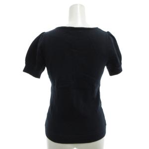 BURBERRY BLUE LABEL タグ付き ニット セーター 38 ヘンリーネック 半袖 チェック柄 ロゴ刺繍 紺 ネイビー /AE GY17