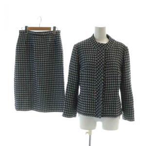 セットアップ スカート ノーカラージャケット 長袖 総裏地 絹 シルク ミドル 40 ロゴ GY18 /MQ