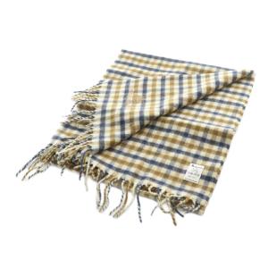 Aquascutum クラブチェック マフラー ストール ロゴ刺繍 カシミヤ混 茶 ブラウン GY17 /MQ