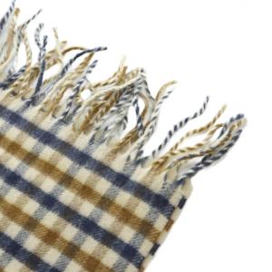 Aquascutum クラブチェック マフラー ストール ロゴ刺繍 カシミヤ混 茶 ブラウン GY17 /MQ