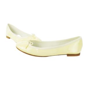Repetto バレエシューズ エナメル パテント リボンモチーフ 大きいサイズ 38 25.0cm 白 アイボリー vx086v