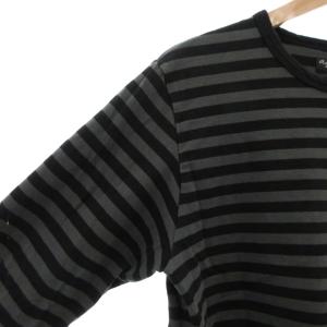 Agnes b. homme 美品 Tシャツ 3 L 長袖 ボーダー クルーネック ダークグレー /AE GY17