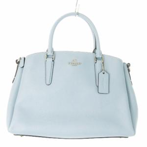 セージキャリーオール ハンドバッグ 2way ショルダーバッグ レザー 革 ロゴ チャーム 青 ブルー