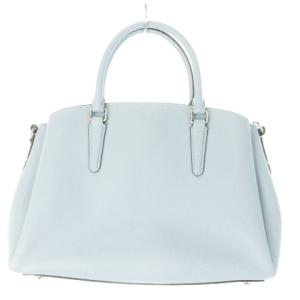 COACH セージキャリーオール ハンドバッグ 2way ショルダーバッグ レザー 革 ロゴ チャーム 青 ブルー