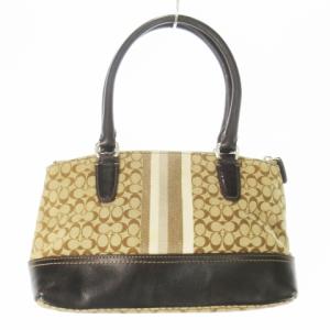 COACH ハンドバッグ ミニ キャンバス レザー 革 ミニシグネチャー ロゴ ストライプ 茶 ブラウン /CK9