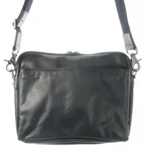 Orobianco ショルダーバッグ クロスボディ 2way クラッチバッグ レザー 革 切替 ロゴ 黒 ブラック /CK13