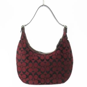COACH ショルダーバッグ ワンショルダー キャンバス レザー 革 シグネチャー 赤 レッド 6045 /CK8
