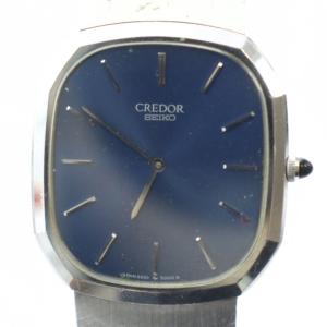 ジャンク品 CREDOR 5930-5000 腕時計 クォーツ 青文字盤 シルバー色