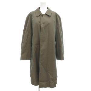 ステンカラーコート 90-165-4 ロング カーキ系 裏チェック ライナー付 カシミア混 /GV GY18