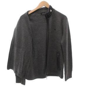 BURBERRY BLACK LABEL ニットジャケット ジップアップ ロゴ 刺繍 2 グレー /AE GY18