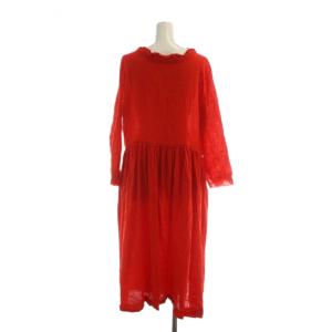 COMME des GARCONS AD2018 ロングワンピース 長袖 フレア 麻 リネン 赤 レッド GY18 /MQ