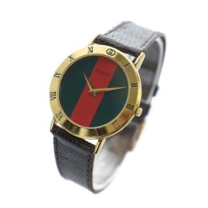 GUCCI 3000.2M 腕時計 クォーツ シェリーライン インターロッキング レザーベルト