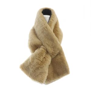 マフラー ストール フェイクファー 中綿 ロゴ ベージュ GY11 /MQ