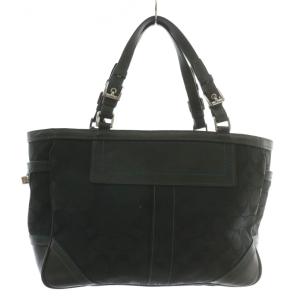 COACH ハンドバッグ キャンバス レザー シグネチャー 総柄 ロゴ 黒 ブラック 8K49 /XZ GY18