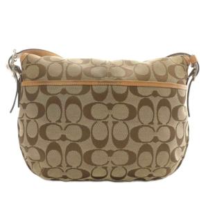 COACH ショルダーバッグ キャンバス レザー シグネチャー 総柄 茶色 ブラウン 6842 /XZ GY18
