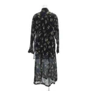 MAX MARA WEEKEND LINE アンサンブル シャツ ワンピース 36 半袖 長袖 ロング丈 シルク混 総柄 黒 ブラック /AE GY18