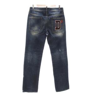 DSQUARED2 ダメージ加工ワッペンデニム パンツ ジーンズ スリムテーパード 46 インディゴブルー 74 LA277