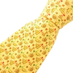 ネクタイ カジュアル 絹 シルク アニマル柄 総柄 黄 イエロー /GV GY11