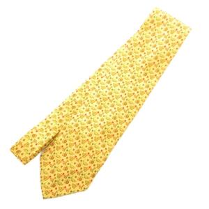 Salvatore Ferragamo ネクタイ カジュアル 絹 シルク アニマル柄 総柄 黄 イエロー /GV GY11