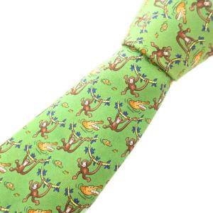 ネクタイ カジュアル 絹 シルク アニマル柄 総柄 緑 グリーン /GV GY11