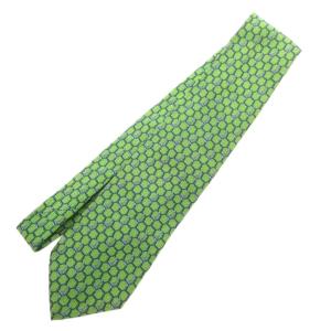 GUCCI ネクタイ レギュラータイ グッチシマ 絹 シルク 総柄 緑 グリーン 紺 ネイビー /GV GY11