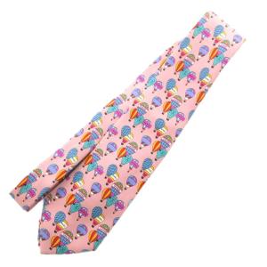 CHANEL ネクタイ カジュアル 絹 シルク ロゴ 気球柄 総柄 ピンク /GV GY11