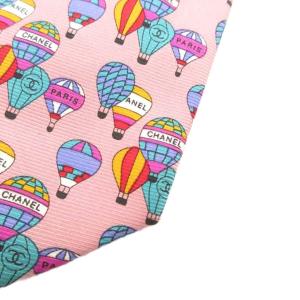 CHANEL ネクタイ カジュアル 絹 シルク ロゴ 気球柄 総柄 ピンク /GV GY11