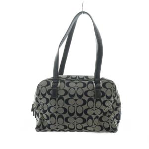 COACH 6846 ハンドバッグ ワンショルダー シグネチャー レザー キャンバス ロゴ 黒 ブラック グレー GY18