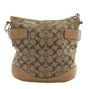 COACH ショルダーバッグ キャンバス レザー シグネチャー 総柄 茶色 ブラウン F03574 /XZ GY18