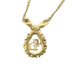 Christian Dior ネックレス アクセサリー ペンダント ロゴ ラインストーン ゴールド色 GY18 /MQ OH
