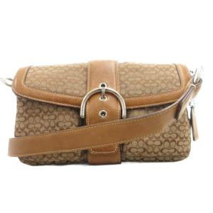 1466 ミニシグネチャー ショルダーバッグ 斜め掛け クロスボディ キャンバス レザー 茶 ブラウン