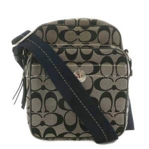 ショルダーバッグ キャンバス レザー シグネチャー 総柄 ロゴ 黒 ブラック 6451 /XZ GY18