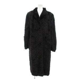 銀サガ ダークミンク ファー コート 毛皮 ロング シェブロン 13号 大きいサイズ 茶 ブラウン /UO