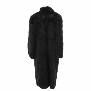 SAGA MINK 銀サガ ダークミンク ファー コート 毛皮 ロング シェブロン 13号 大きいサイズ 茶 ブラウン /UO