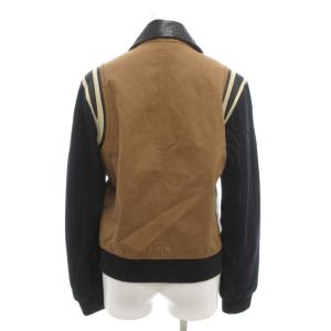 DIESEL スタジャン ブルゾン ジャケット レザー切替 牛革 M 黒 ブラック 茶 ブラウン /GV GY18