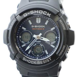 AWG-M100SB 腕時計 ウォッチ デジアナ 電波ソーラー ロゴ 青文字盤 黒 ブラック GY18