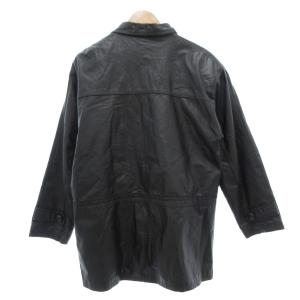 VALENTINO UOMO レザーコート L ステンカラー 本革 ミドル ハーフ丈 黒 ブラック /AE GY18